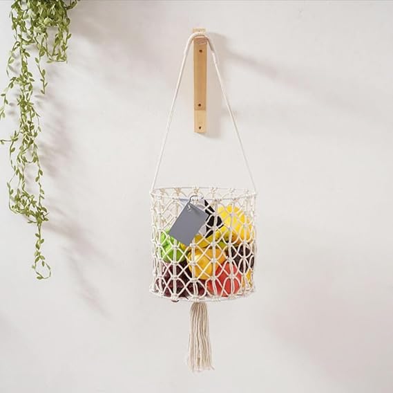 Macrame Storage Organizer Basket For Kitchen - Leechoo